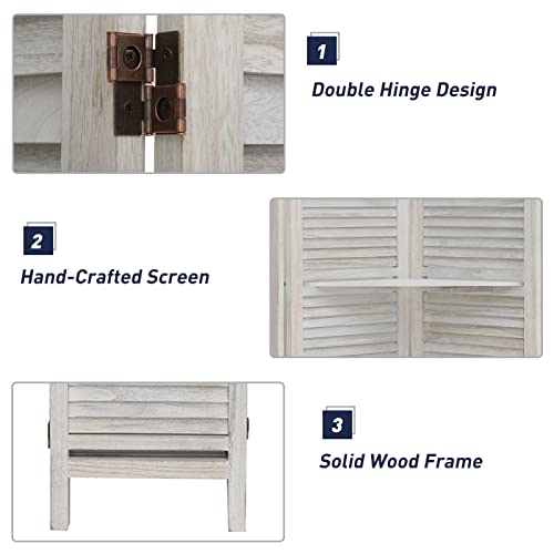 4-Panel-Room-Divider-with-Shelves-56ftTall-Folding-Privacy-Screen-Panels-Room-Divider-Wall-Divider-for-Room-Separation-Room-Divider-ShelvesPlace-Small-Items-Effectively-Block-SightWhite 4 Panel Room Divider with Shelves 56ftTall Folding Privacy Screen Panels Room Divider Wall Divider for Room Separation Room Divider ShelvesPlace Small Items Effectively Block SightWhite