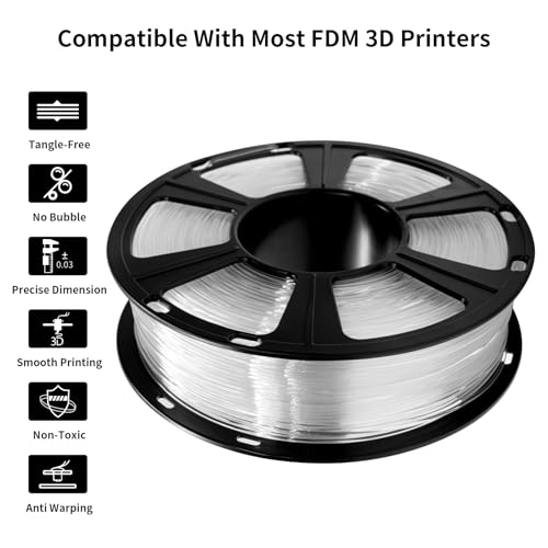Image of Geeetech Clear PLA Filament 1.75mm, Excellent Transparency, Neatly Wound 3D Printer Filament 1kg(2.2lbs), Transparent PLA Fit Most FDM 3D Printers