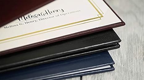 PaperDirect Black Leatherette Holder, 9 Inches X 11 1/2 Inches, Certificate Cover for School, Work, Diplomas, Graduation & Awards, Certificate Holder
