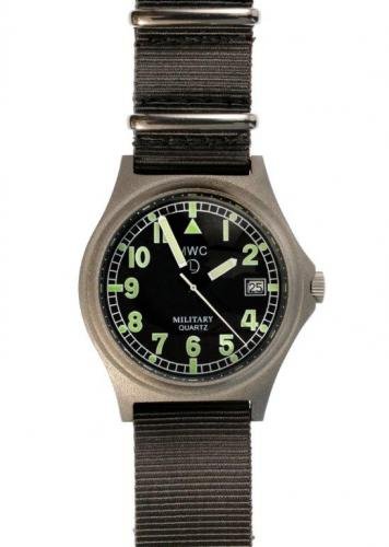 MWC G10 Swiss Quarzo Acciaio Tessuto Nero Data Grigio Orologio Uomo