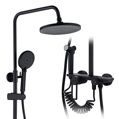 Système de douche à effet de pluie 4 fonctions noir mat avec douchette