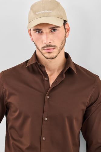 Image of SNITCH Men Formal Shirt | Slim Fit Long Sleeve Spread Collar Solid Design | Premium Cotton Blend & Breathable Fabric for Office & Casual Wear