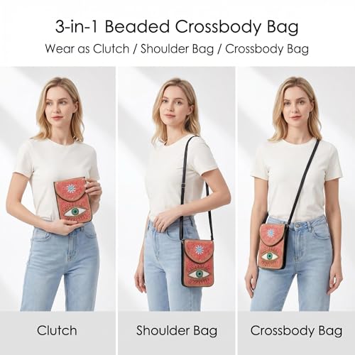 Image of Small Crossbody Bags for Women Designer Cell Phone Bag Boho Shoulder Wallet Purse