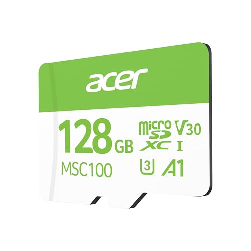 Image of Acer MSC100 MicroSD Card 128GB UHS-I U3 V30 A1, Up to 100MB /s Read Speed, 4K Video Recording, Compatible with Smartphones Cameras Tablets Drones | 5-Year Limited Warranty