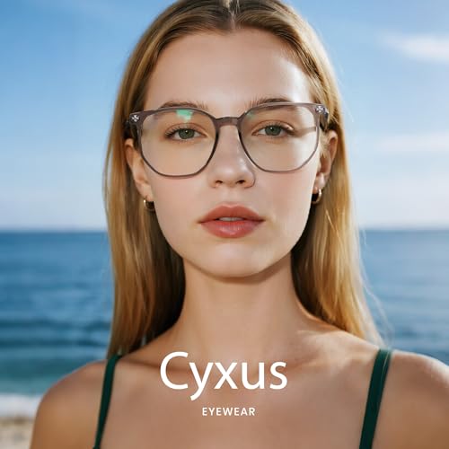 Image of Cyxus Retro Blue Light Glasses Men - Square TR90 Metal Blowline Frame Stylish Trendy for Computer Daily Work 8252
