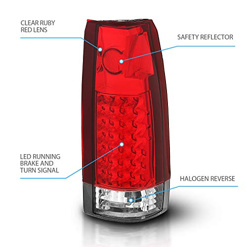 Amerilite Clear Red Led, Halogen, Replacement Tail Lights Set For Chevy Gmc;Pickup Truck Ck 1500 2500 3500 - Passenger And Driver Side, Vehicle Light Assembly, Red #TOP3