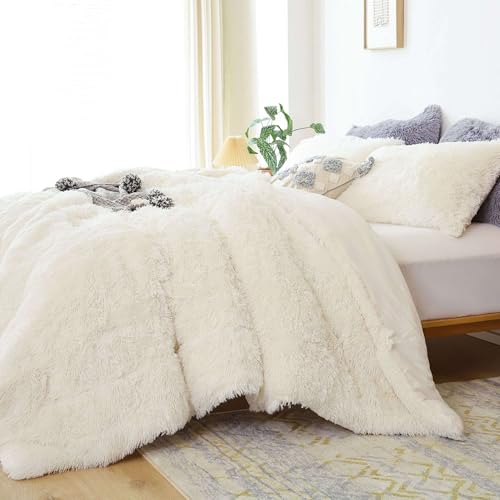 Smoofy Faux Fur Plush Twin Comforter Set, Fluffy Fuzzy Plush Twin Bedding, Cute Soft Shaggy Velvet Double-Sided Bedding Set, 2Pcs - 1 Comforter(66"x90") + 1 Pillowcase(20"x26")