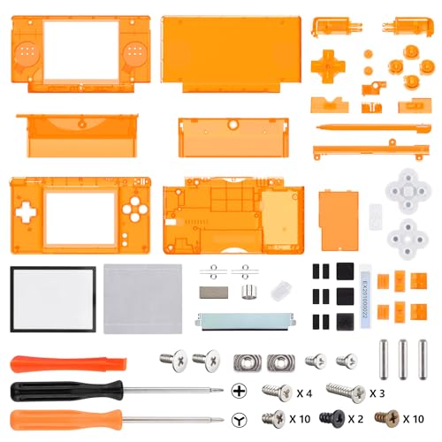Image of eXtremeRate Clear Orange Replacement Full Housing Shell for Nintendo DS Lite, Custom Handheld Console Case Cover with Buttons, Screen Lens for Nintendo DS Lite NDSL - Console NOT Included