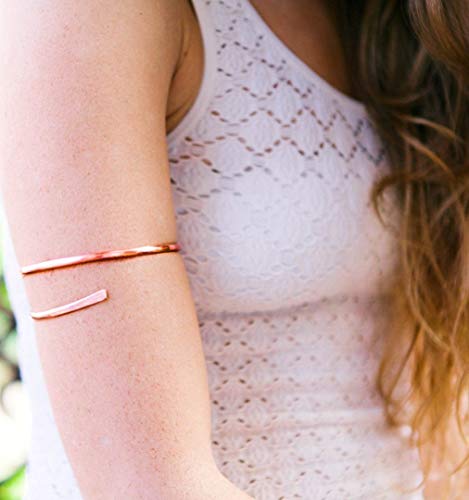 Copper arm cuff, handmade copper hammered upper arm bracelet