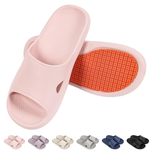 [YAKIDA] スリッパ 室内 夏用 ルームシューズ メンズ レディース 【TPE高基準滑り止め・低発泡柔らかい】 静音 軽量 洗える 滑り止め 室内履き ベランダ キッチン トイレ シャワー 風呂 男女兼用 ピンクS