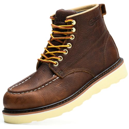 Image of Work Boots for Men - 6 Inch Wedge Soft Toe Mens Work Boots, Waterproof Construction Work Shoes