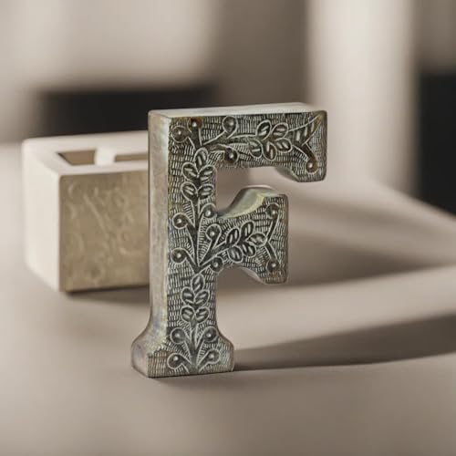 BBHHOMES Vintage Gray Handmade Eco-Friendly F Alphabet Letter Block for Wall Mount & Table Top Décor