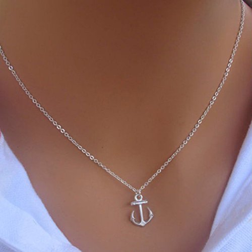 Hot Fashion New Simple Design Cute Anchor Silver Pendant Bib Necklace Jewelry