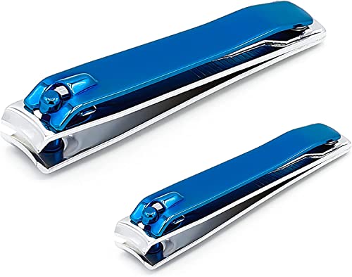 YSCARE Nagelknipser Groß Für Fingernägel Und Fußnägel - Nail Clipper 2 Stücke Fingernagel Knipser Aus Premium Edelstahl Maniküre Fußnagelknipser (Blau) Cover