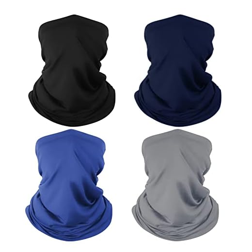 4 Pack Neck Gaiter Breathable Bandana Mask for Outdoor Protection, Washable Reusable Cooling Gator Mask Headband Mask Face Covering Protect from Dust for Men Women Fishing Cycling Running Hiking Navy