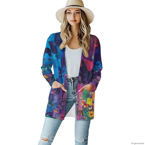 Image of Cardigan Sweaters for Women Long Sleeve Cardigan Soft Drape Open Front Fall Dusters V-Neck Jackets Dressy Loose Coat