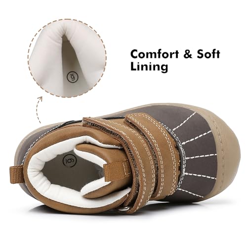 Ahannie Toddler Boots for Boys Girls – Baby Water-Resistant First Walker Fall & Winter Boots with Protective Toe3