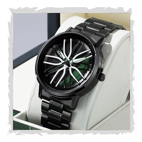 Image of GOLDENIZE FASHION Branded Men's Sport Quartz Watch Car Wheel Dial Rotating Casual Fashion Stainless Steel Alloy Men Multicolour Luxury Watches Wheel Dial Men's Metal Watch Gift Creative Watch