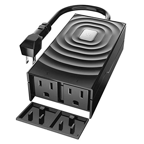 Smart WiFi Outdoor and Indoor Plug with 2 Grounded Sockets, Plug-in Heavy Duty Outlet, Remote Control, Timer, Waterproof, Compatible with Alexa, Google Assistant and IFTTT, FCC and ETL Certified