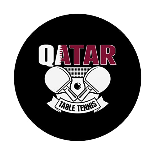 Qatar Ping Pong Lovers Proud Qatari Table Tennis Supporters PopSockets Swappable PopGrip, Black - Image 3
