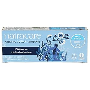 Natracare Non-Applicator 100% Organic Cotton Tampons, Super, Totally Chlorine Free, Biodegradable and Compostable (12 Pack, 240 Tampons Total)