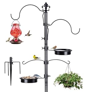 BOLITE Bird Feeding Station for Outside, 87 Inch Enhanced Bird Feeder Stand Pole, Black