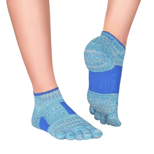 KNITIDO+ Umi Chaussettes Antidérapantes de Pilates, Yoga, pointure:35-38, Coleur:bleu royal (77)