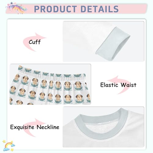Cartoon Pajamas Set Dog Sitting in A Bath Long Sleeve PJs Cotton Jammies Sleepwear Top and Pants Multicolor4
