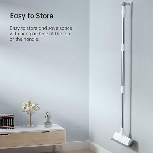 Image of 2-in-1 Bathroom Brush with Wiper Long Handle Floor Scrub Brush with Head for Deep Cleaning Tiles, Toilet, Shower, Walls & Kitchen Floor Cleaning Brush. (1 pcs)