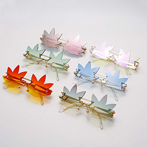 Image of Vintage Punk Sunglasses Men Women 2020 Fashion Colorful Rimless Leaf-shaped Sun Glasses