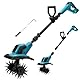 Akku-Bodenhacke kompatibel mit Makita 18V Batterie,550W Faltbar Gartenfräse mit 32cm Arbeitsbreite,18 cm Arbeitstiefe,Bürstenlos Bodenfräse,Elektro Motorhacke für Garten und Rasen (Ohne Akku)