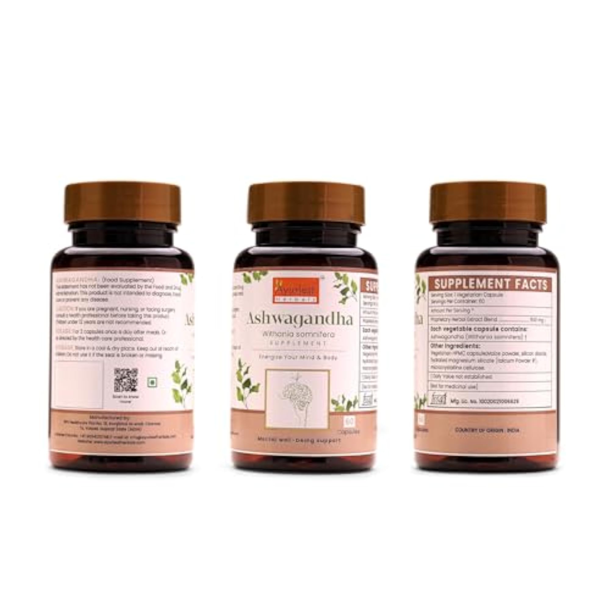 Ashwagandha Capsules, Natural Extract for Immunity and Strength