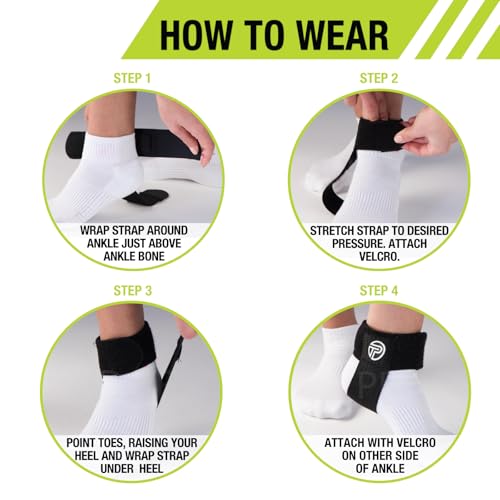 Pro-Tec Athletics Premium Achilles Tendon Support for Tendonitis Relief, Compression Pad, Stabilization, Adjustable Strap & Heel Lift for Men & Women, Recovery from Achilles Tendinitis