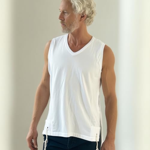 Kosher Ashkenazi Tzitzit T-Shirt, 100% Cotton V Neck Tallit Katan Undershirt for Men & Boys, Made in Israel Judaica Tzitzis3