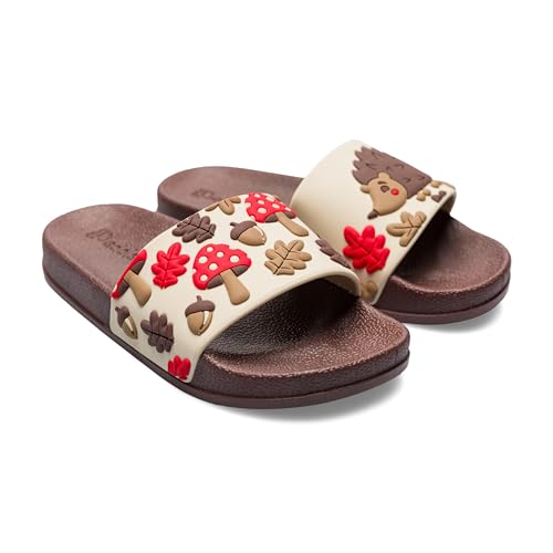 Dedoles Badeschuhe & Hausschuhe Damen Herren & Kinder Badesandalen lustige Designs Bücher Kaffee Party Pizza Fuchs Bär Lama Wolken Geschenk, Farbe: Waldigel, Gr.: 35 EU 4