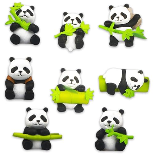 Danbghyuo 8 peças figuras de panda em miniatura, panda urso Kawaii decoração automática, figura decoração de carro, decoração de jardim, figura de urso panda para escritório