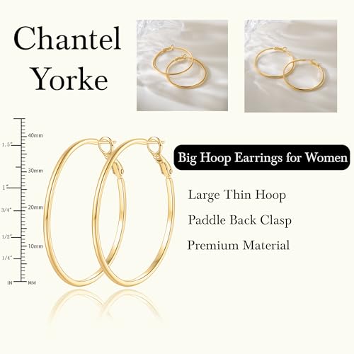 14K Gold Hoop Earrings Hypoallergenic Big Earring for Women Huge Earring for Women Lightweight Large Diameter Design Large Gold Hoop Earrings 40mm3