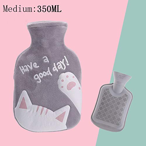 Meetlight Wärmflasche mit weichem Samtbezug, mit Katzenmotiv, für Kinder, Familien, Freundinnen, Wärmetherapie, 350 ml