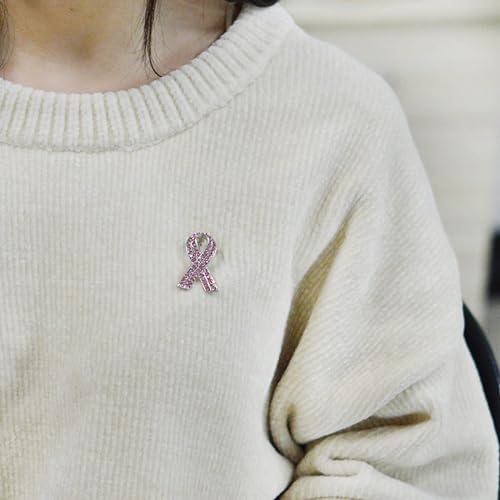 Image of Breast Cancer Pin Crystal Rhinestone Breast Cancer Awareness Pin Pink Ribbon Pins Charity Event Favors Supplies Decorations Breast Cancer Awareness Accessories for Women Girls