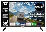 Reflexion LEDA24OSBT Smart LED Akku Fernseher powered by webOSHub, 60 cm/24 Zoll, Camping/Wohnmobil/Wohnwagen/Boot/LKW TV, USB Typ-C DC 12V Input, 230V, Full HD, Triple Tuner, Bluetooth, WLAN, Schwarz