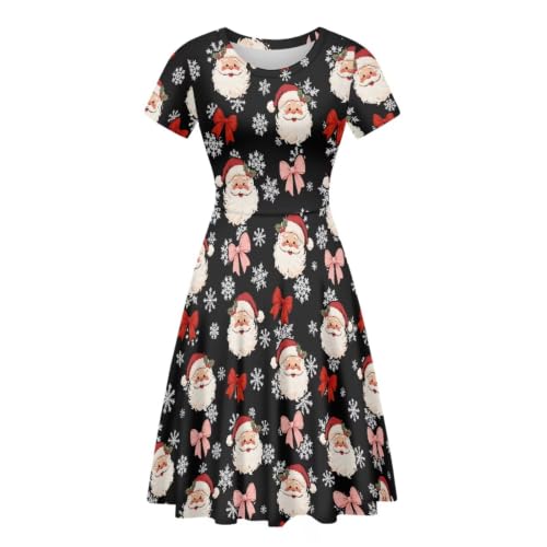 Image of Forchrinse Summer Dresses for Women Crew Neck Short Sleeve Midi Dress Casual Beach Vacation Sundress