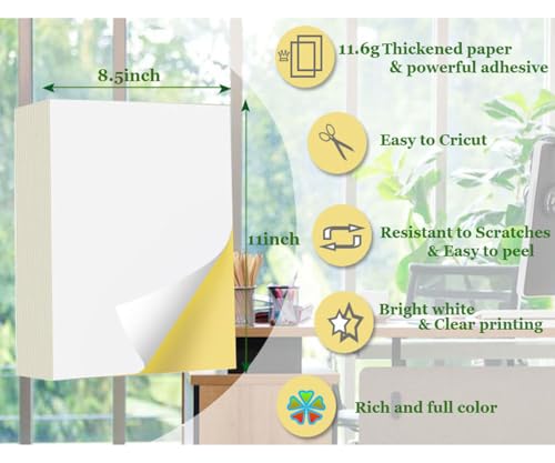 Miguming STICKER PAPER 38 SHEETS 8.5*11 INCH 45 Sheets Of Sticker Paper-White Matte Printable Sticker Paper For Inkjet Printer, Sticker Printer Paper Full Sheet Labels,For Laser/Inkjet Printers,Letter Size thumb #1