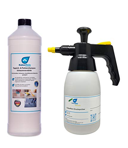 KaiserRein 1 L Teppichreiniger mit Pumpdrucksprüher I Polsterreiniger für Auto, Teppich und Polster I Textilreiniger Konzentrat Teppiche Autositze I