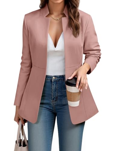 Cicy Bell Womens Business Casual Blazer Long Sleeve Open Front Notch Stand Collar Blazer Work Office Jacket Suit