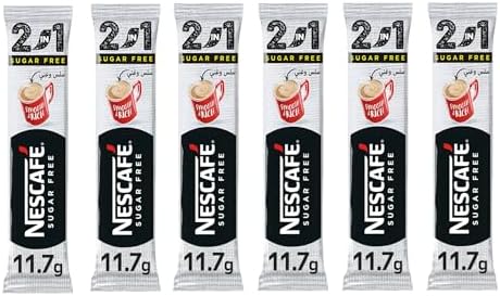 Nescafe 2 In 1 Sugar Free Coffee Sachets | Nescafe Instant Coffee Premix | Sugar Free 2 in 1 Coffee Sachets | (6 x 11.7g)