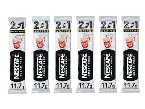 Image of Nescafe 2 In 1 Sugar Free Coffee Sachets | Nescafe Instant Coffee Premix | Sugar Free 2 in 1 Coffee Sachets | (6 x 11.7g)
