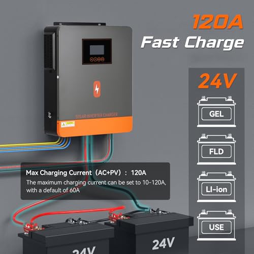 Temank Solar Inverter 3600W 24V Built-In 120A Mppt Controller+80A Ac Charger thumb #2