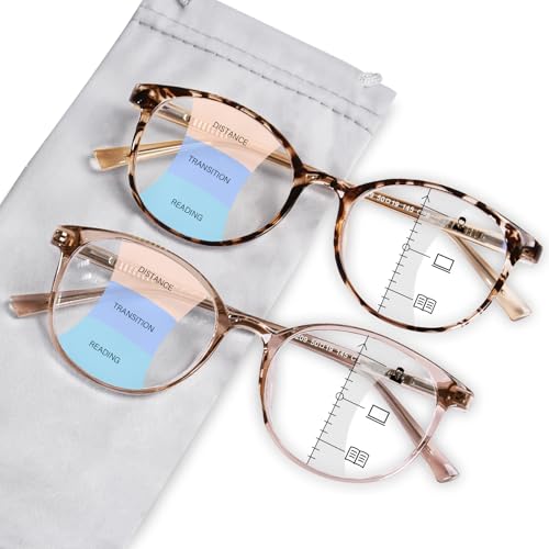 Image of Progressive Multifocal Reading Glasses for Women Men, TR90 Fashion Blue Light Computer Readers