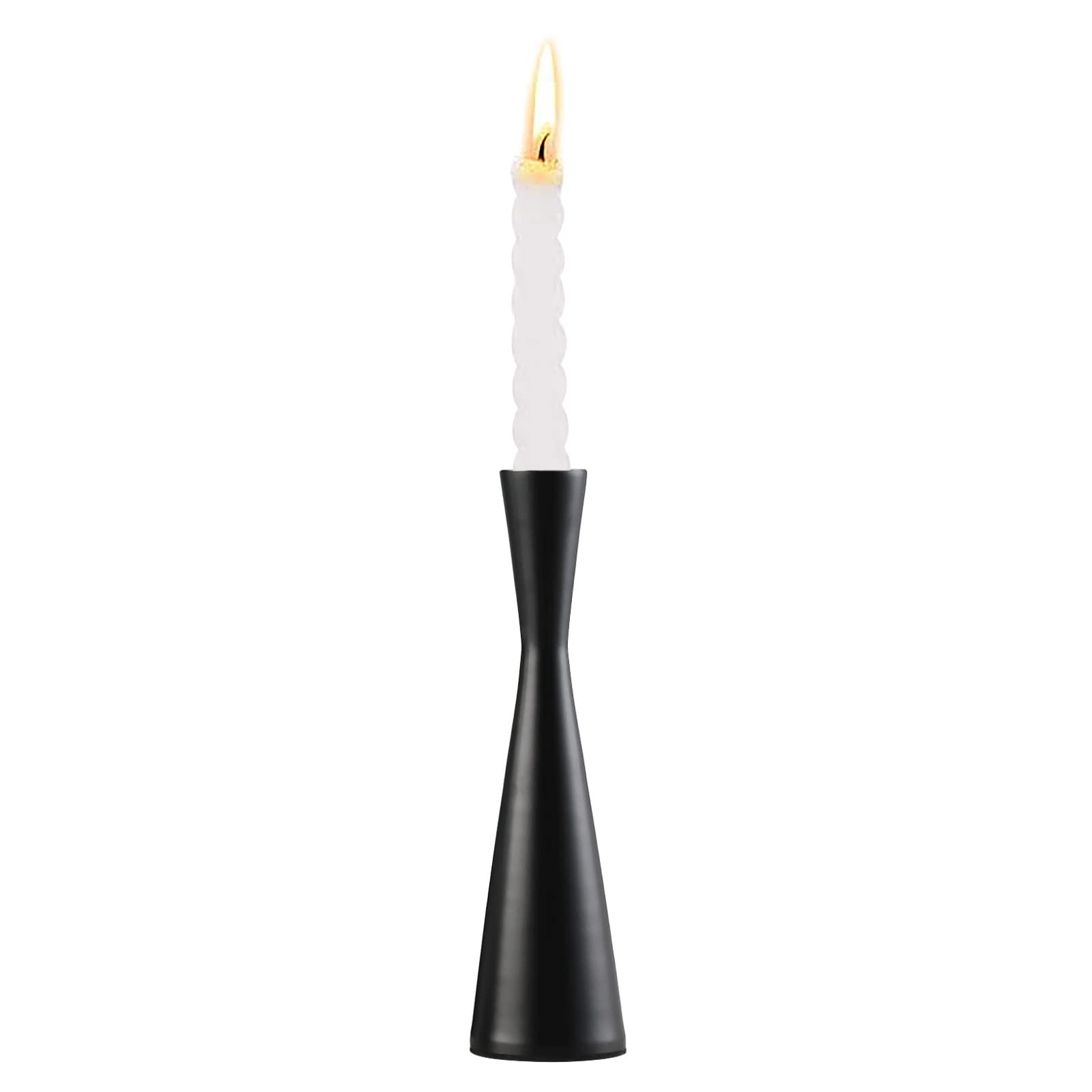 Candelabros Candelero bárbaro pequeño de Hierro, artesanías cónicas for la Sala de Estar, Adornos Decorativos for el Ambiente de la Cena a la luz de Las Velas(Negro)