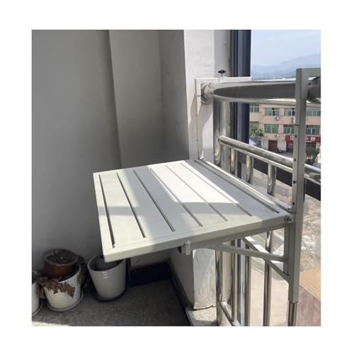 Mesa plegable para balcón, escritorio de metal montado en la pared para uso en exteriores, diseño que ahorra espacio, fácil montaje para patio y jardín